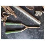 Various Vintage Lot of Items, Curling Iron, Hand Mirror, Wood Carved Pelican and much More