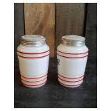 Very Cool Vintage Milk Glass Sugar and Flour Shakers in Great Condition