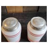 Very Cool Vintage Milk Glass Sugar and Flour Shakers in Great Condition