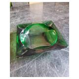 Vintage Glass Dish Lot  Gorgeous Green Glass and Clear Glass with lid