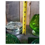 Vintage Glass Dish Lot  Gorgeous Green Glass and Clear Glass with lid