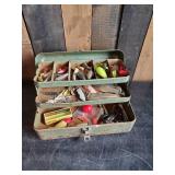 Vintage Takle Box and Various items of Vintage Fishing Tackle and equiptment