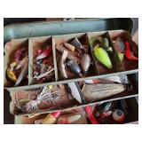 Vintage Takle Box and Various items of Vintage Fishing Tackle and equiptment