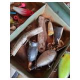 Vintage Takle Box and Various items of Vintage Fishing Tackle and equiptment