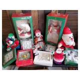 Christmas Lot of Various Holiday Items Mr. and Mrs Claus still in Box, Garland, Ornaments and much more