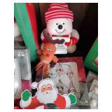 Christmas Lot of Various Holiday Items Mr. and Mrs Claus still in Box, Garland, Ornaments and much more