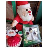 Christmas Lot of Various Holiday Items Mr. and Mrs Claus still in Box, Garland, Ornaments and much more