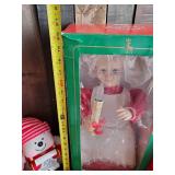 Christmas Lot of Various Holiday Items Mr. and Mrs Claus still in Box, Garland, Ornaments and much more