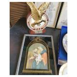 Framed Holy Catholic Family framed Picture, Vintage Old Mr. Boston Decanter, Lambert 1950