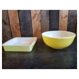 2 Vintage Pirex Pan and Bowl in good vintage condition