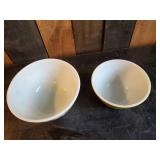 2 Vintage Pirex Bowls Green and white