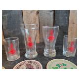 misc Vintage Beer Coaster and Glass Lot Grainbelt Leinenkugels Hamms and more