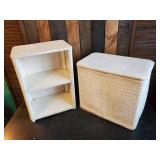 Vintage Wicker Laundry Basket and matching Shelf