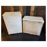 Vintage Wicker Laundry Basket and matching Shelf