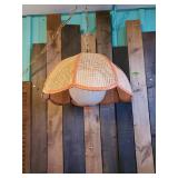 Vintage Wicker Rattan Swag Lamp  Very Cool Working Conditon