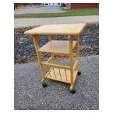 Wood Rolling Utility Cart with Magazine rack