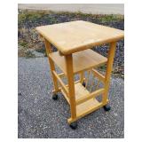 Wood Rolling Utility Cart with Magazine rack