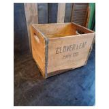 Wooden Clovef Leaf Box with metal edging in good Condition