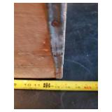 Wooden Clovef Leaf Box with metal edging in good Condition