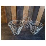 3 Vintage Egg or Golf Ball Baskets metal Wire