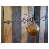 Vintage Lightning Rod With Glass Amber Colored Shanin System Ball