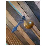 Vintage Lightning Rod With Glass Amber Colored Shanin System Ball