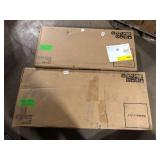 HOMESTYLES Americana 4-Shelf Black and Oak Bar with Foot Rail Customer Returns See Pictures