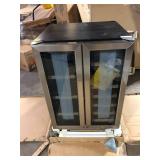 SIMZLIFE 24 in. Dual Zone 21-Bottles and 88-Cans Freestanding Beverage Refrigerator Cooler Fridge in Silver, Frost-Free Damaged on Corner  Customer Returns See Pictures