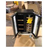 SIMZLIFE 24 in. Dual Zone 21-Bottles and 88-Cans Freestanding Beverage Refrigerator Cooler Fridge in Silver, Frost-Free Damaged on Corner  Customer Returns See Pictures