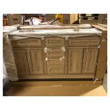 Doveton 60 in. Weathered Tan Double Sink Vanity with White Marble Top  Customer Returns See Pictures