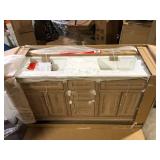 Doveton 60 in. Weathered Tan Double Sink Vanity with White Marble Top  Customer Returns See Pictures