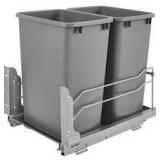 Rev-A-Shelf Silver Double Pull Out Trash Can 35 qt. with Soft-Close  Customer Returns See Pictures