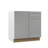 Hampton Bay Designer Series Melvern 33 in. W x 24 in. D x 34.5 in. H Assembled Shaker Sink Base Kitchen Cabinet in Heron Gray Customer Returns See Pictures