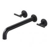 Two-Handle Wall Mount Tub FillerWOWOW 2-Handle Wall Mount Roman Tub Faucet with 12 in. Long Spout Reach in Matte Black (Valve Included)   Customer Returns See Pictures See Pictures