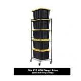 HDX Steel Wire Garage Storage Tote Rack with Casters for 27 Gal. Totes in Black (22 in. W x 69 in. H x 28.5 in. D) Customer Returns See Pictures