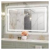 KeonJinn 60 in. W x 36 in. H Rectangular Frameless LED Light Anti-Fog Wall Bathroom Vanity Mirror with Backlit  Customer Returns See Pictures See Pictures