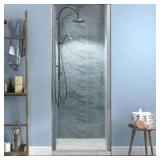 WELLFOR 30 in. W x 72 in. H Pivot Frameless Shower Door in Chrome with Clear Glass  Customer Returns See Pictures See Pictures