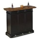 HOMESTYLES Americana 4-Shelf Black and Oak Bar with Foot Rail Customer Returns See Pictures