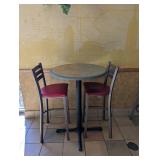 COMMERCIAL HIGHTOP ROUND DINING TABLE W/ HIGHTOP CHAIRS (2)