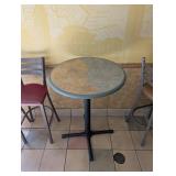 COMMERCIAL HIGHTOP ROUND DINING TABLE W/ HIGHTOP CHAIRS (2)