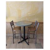 COMMERCIAL HIGHTOP ROUND DINING TABLE W/ HIGHTOP CHAIRS (2)