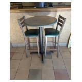COMMERCIAL HIGHTOP ROUND DINING TABLE W/ HIGHTOP CHAIRS (2)
