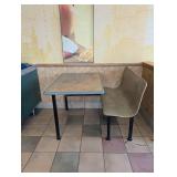 COMMERCIAL DINING TABLE W/ ATTACHED SINGLE BENCH SEATING