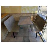 COMMERCIAL DINING TABLE W/ ATTACHED DOUBLE BENCH SEATING