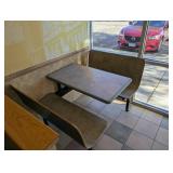 COMMERCIAL DINING TABLE W/ ATTACHED DOUBLE BENCH SEATING