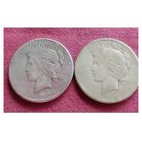 (2) Lower Grade Peace Dollars - 1922 & 1923