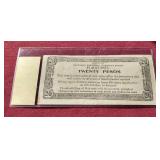 1944 Philippines WW2 Guerilla Issue 20 Pesos Note