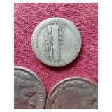 Small Mixed Lot of U.S. Coins - Mercury, Buffalo, Wheats, Etc