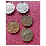 Small Mixed Lot of U.S. Coins - Mercury, Buffalo, Wheats, Etc