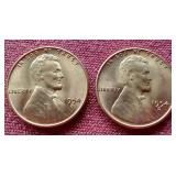(2) BU Red 1954-S Wheat Pennies